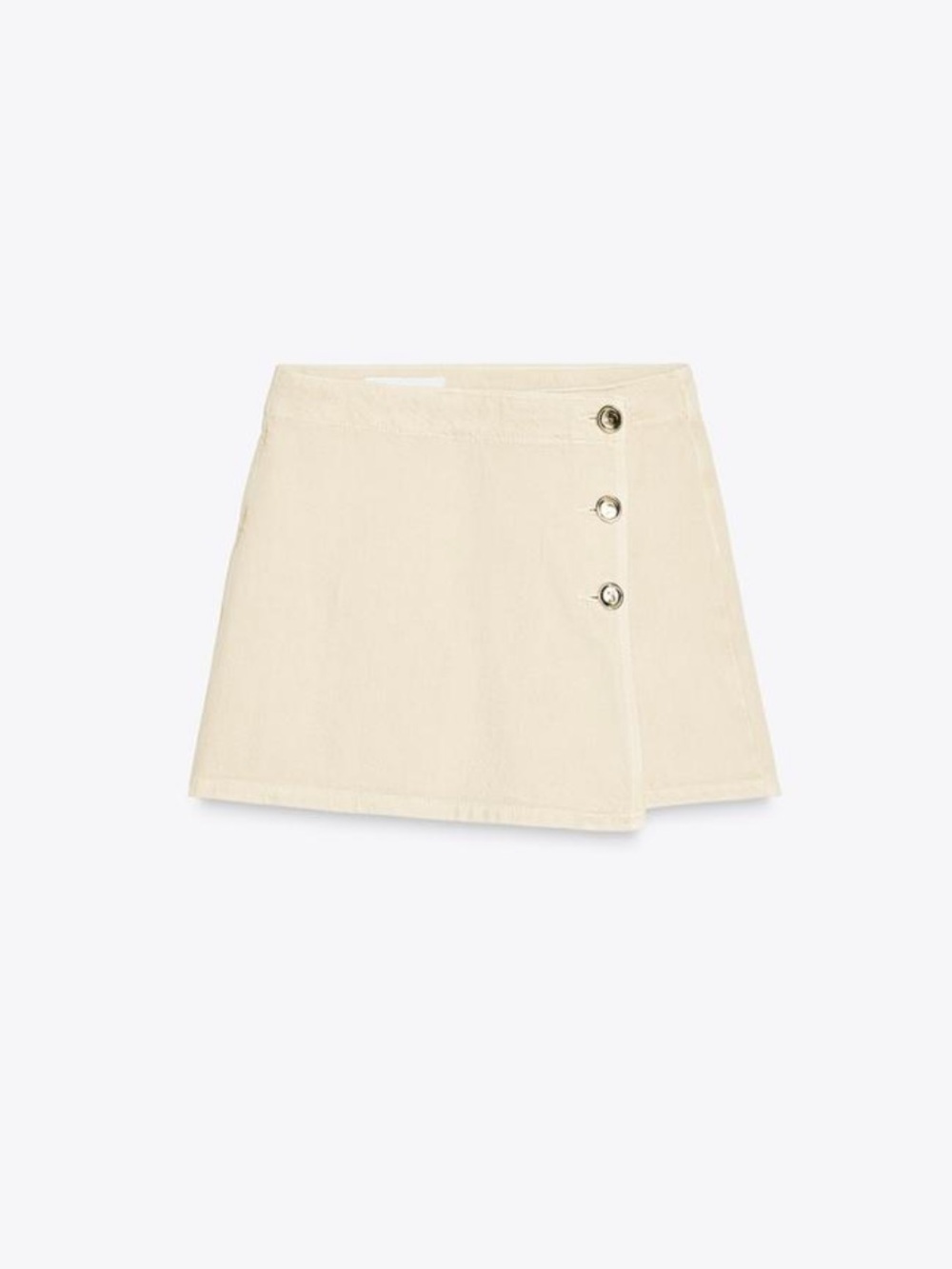 Zara Cream Mini Wrap Skirt with Button Detail